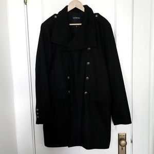 Calvin Klein Jeans Men's Black Thigh Length Wool Coat Size M